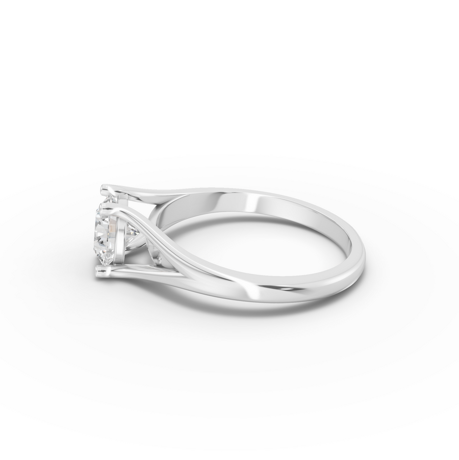 1.00 Ct Modern Split Shank Round Solitaire Ring
