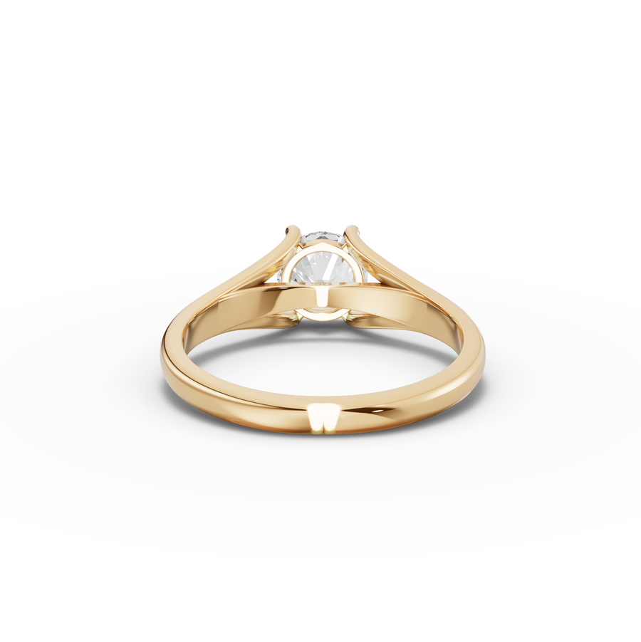1.00 Ct Modern Split Shank Round Solitaire Ring