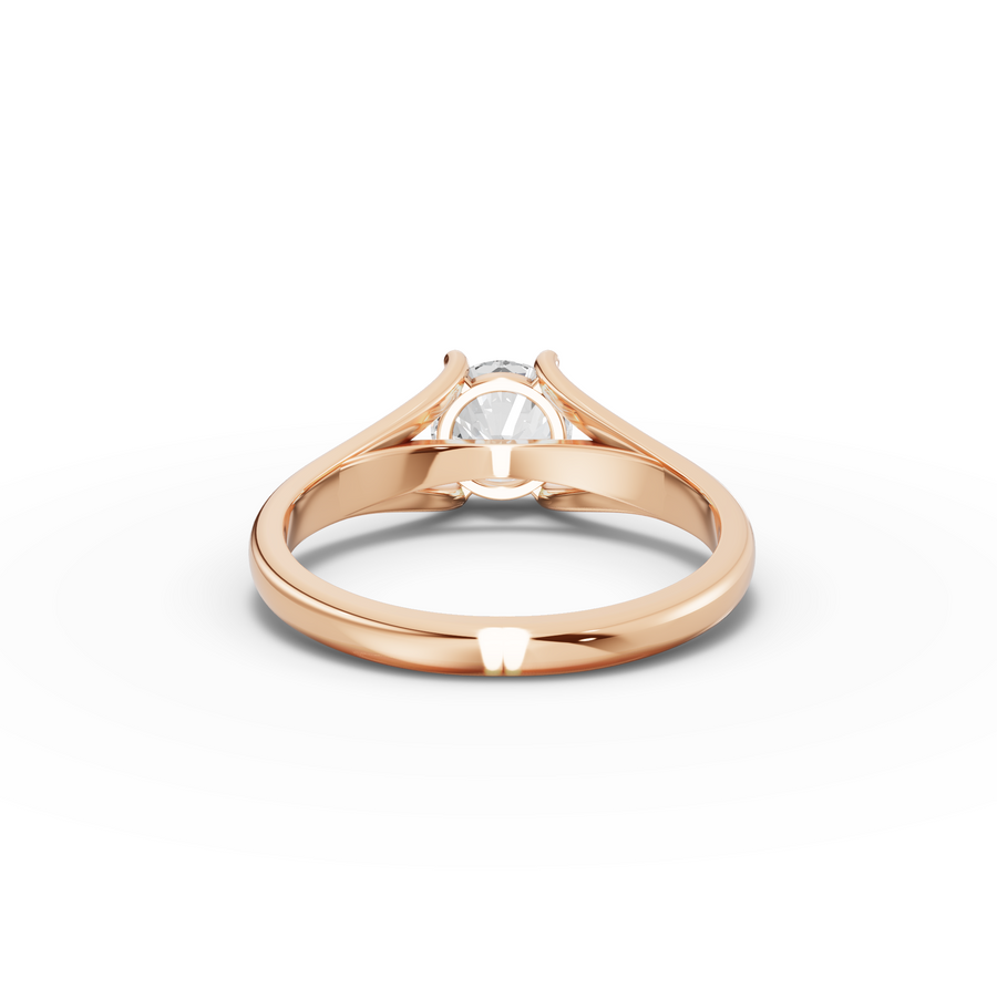 1.00 Ct Modern Split Shank Round Solitaire Ring