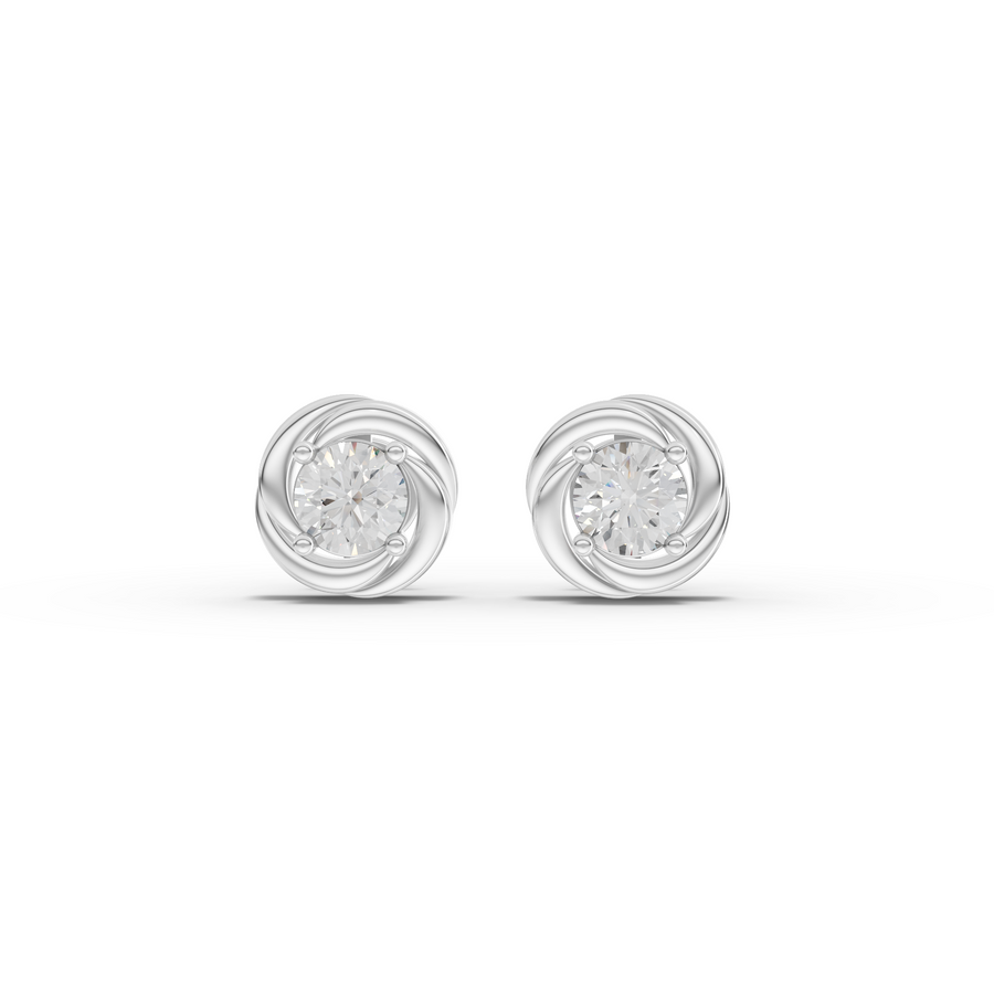 0.50 Ct Round Diamond Swirl Stud Earrings
