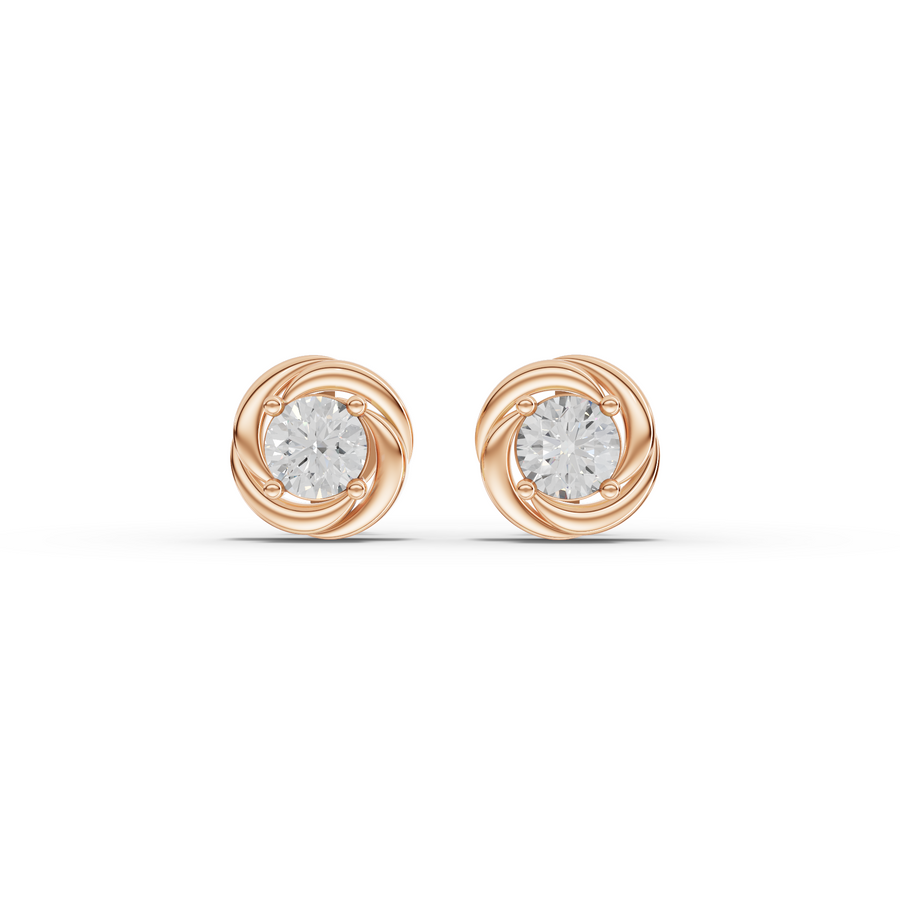 0.50 Ct Round Diamond Swirl Stud Earrings