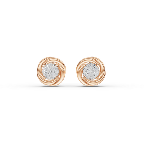 0.50 Ct Round Diamond Swirl Stud Earrings