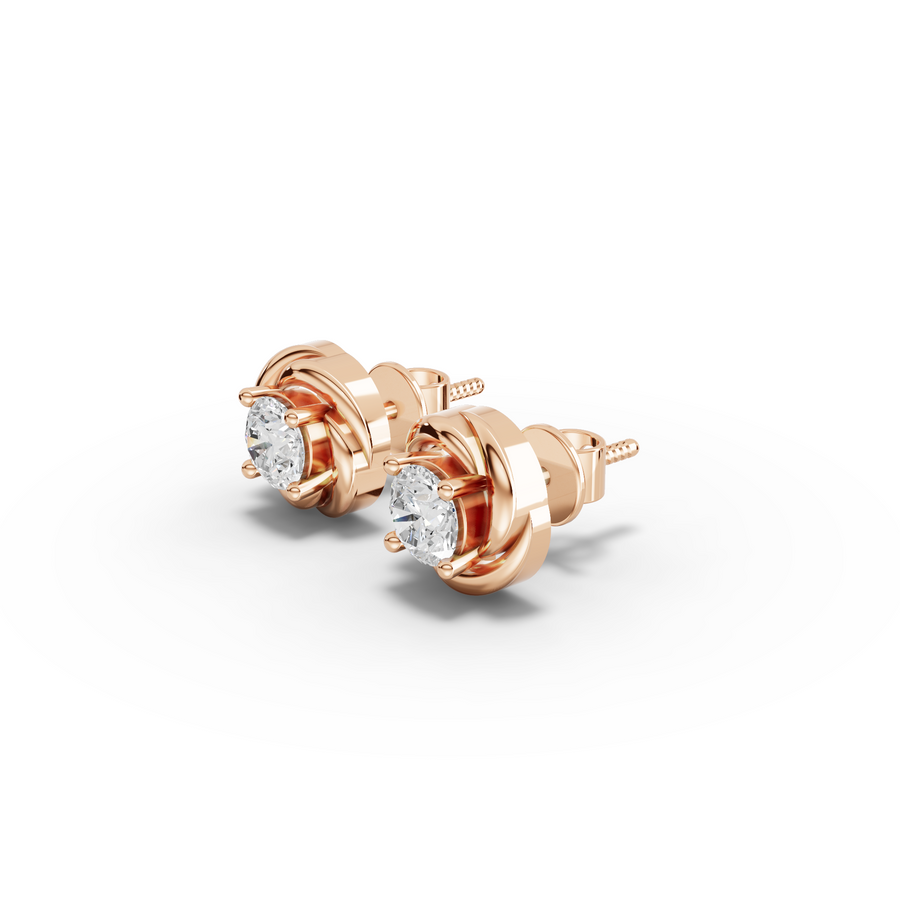 0.50 Ct Round Diamond Swirl Stud Earrings