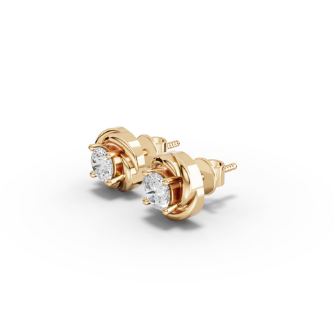 0.50 Ct Round Diamond Swirl Stud Earrings