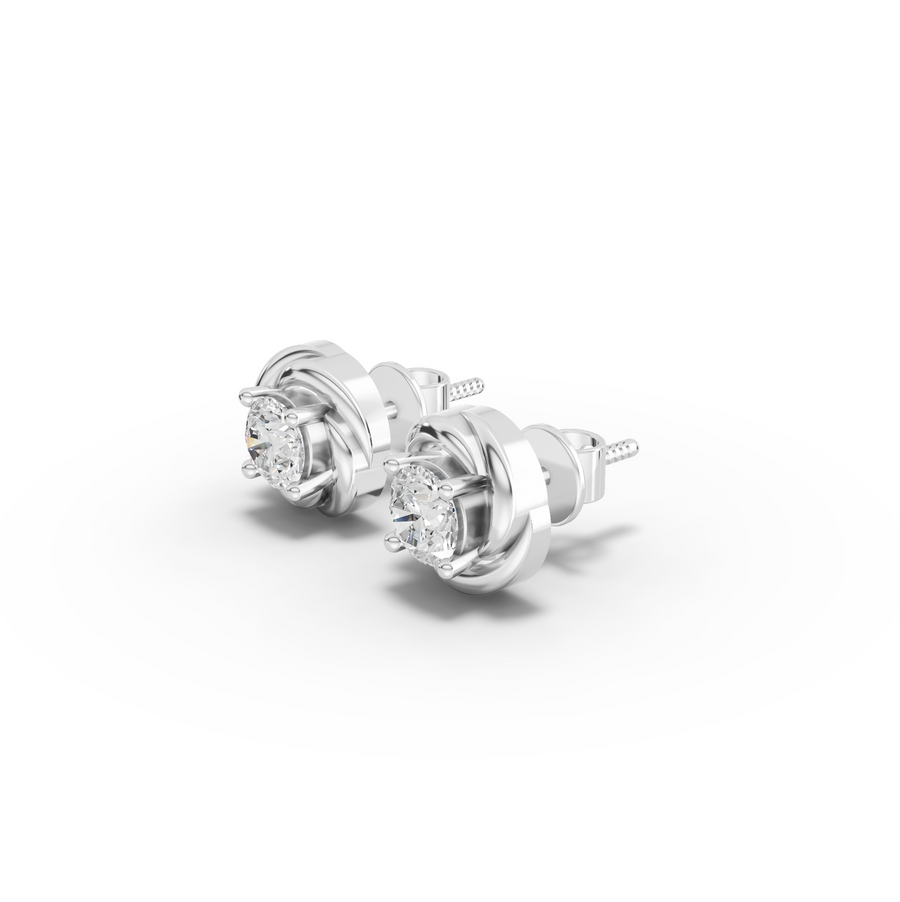 0.50 Ct Round Diamond Swirl Stud Earrings