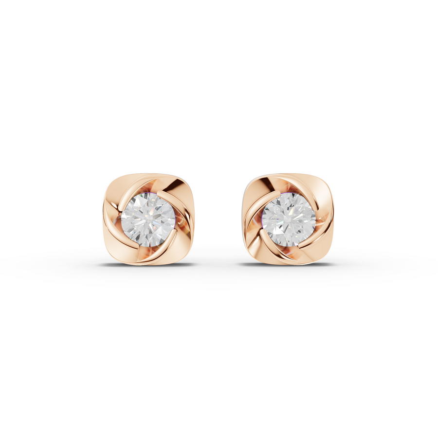 2.00 Ct Round Diamond Twist Frame Stud Earrings