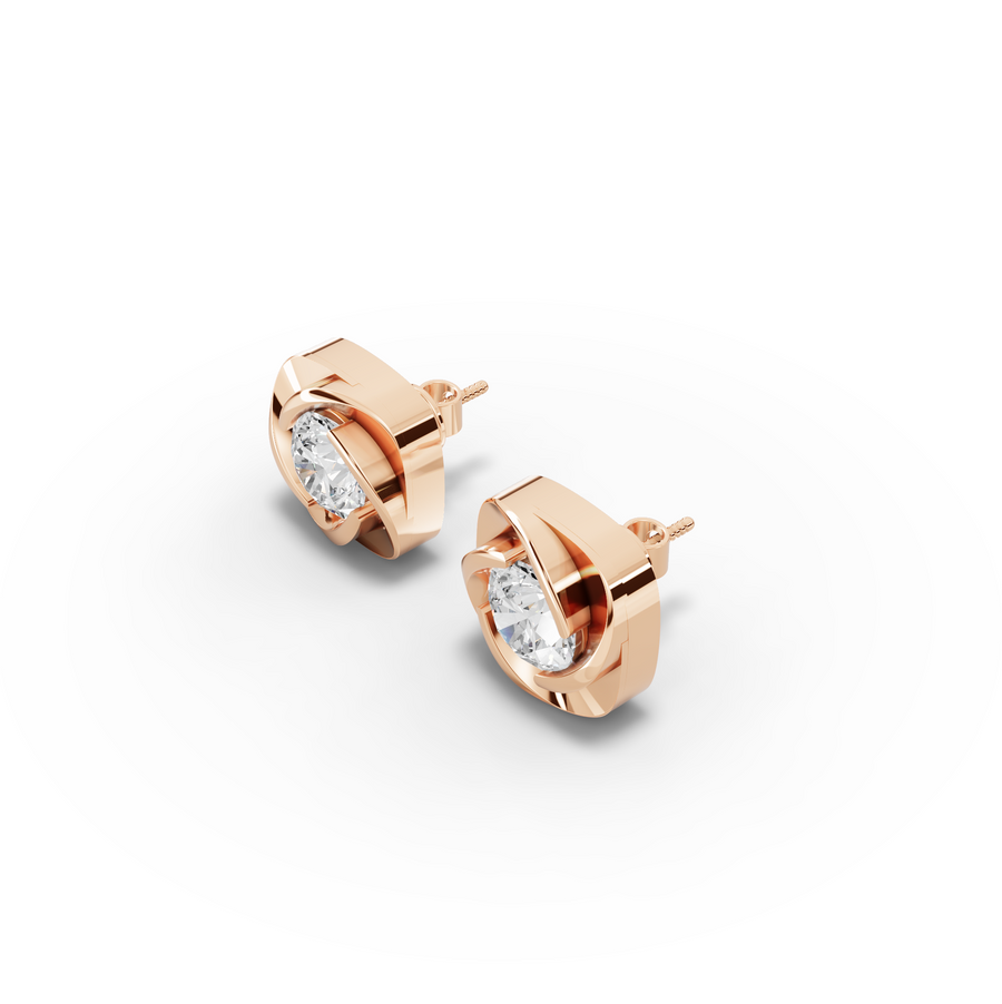 2.00 Ct Round Diamond Twist Frame Stud Earrings
