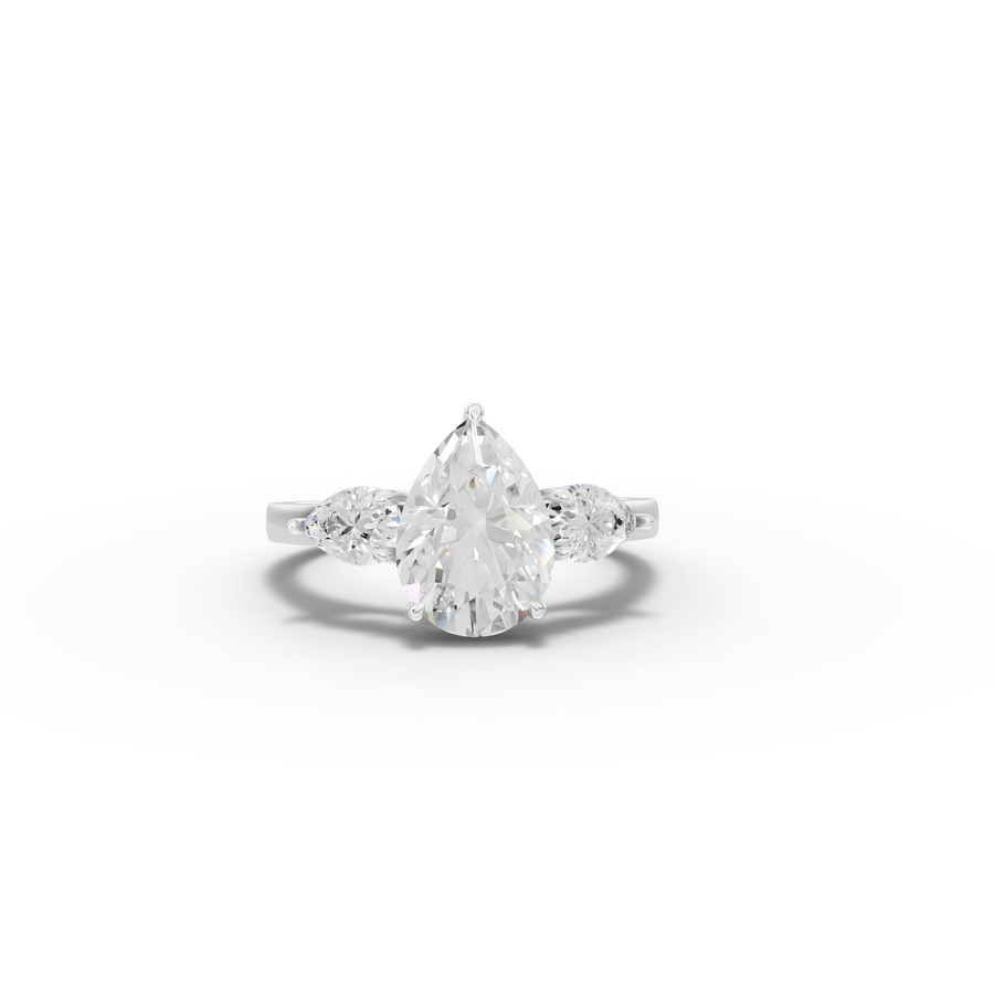 2.62 Ct Pear Shape Three Stone Diamond Engagement Ring
