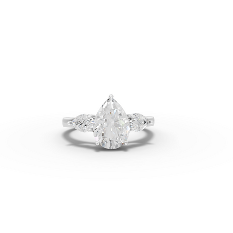 2.62 Ct Pear Shape Three Stone Diamond Engagement Ring