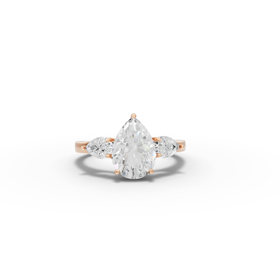 2.62 Ct Pear Shape Three Stone Diamond Engagement Ring
