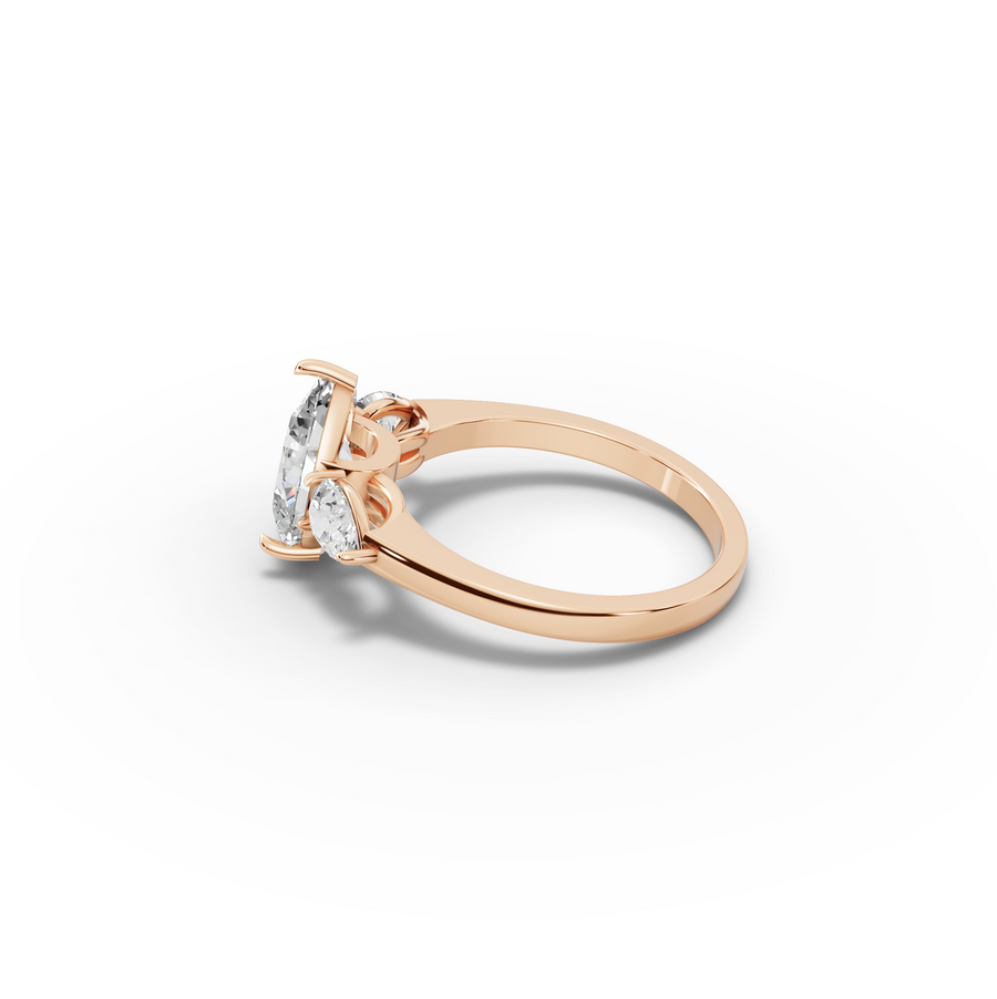2.62 Ct Pear Shape Three Stone Diamond Engagement Ring