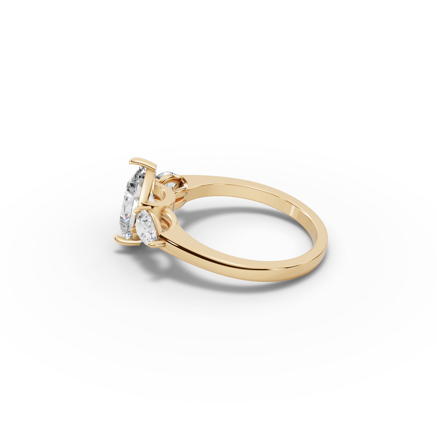 2.62 Ct Pear Shape Three Stone Diamond Engagement Ring