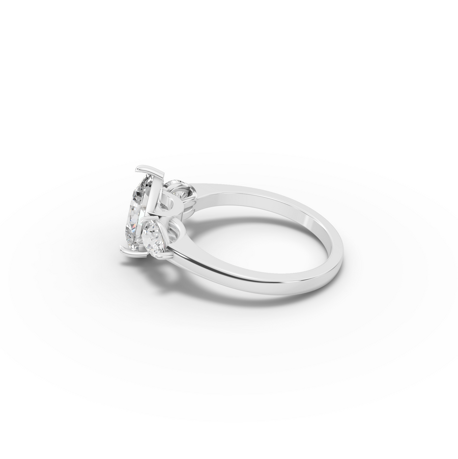 2.62 Ct Pear Shape Three Stone Diamond Engagement Ring