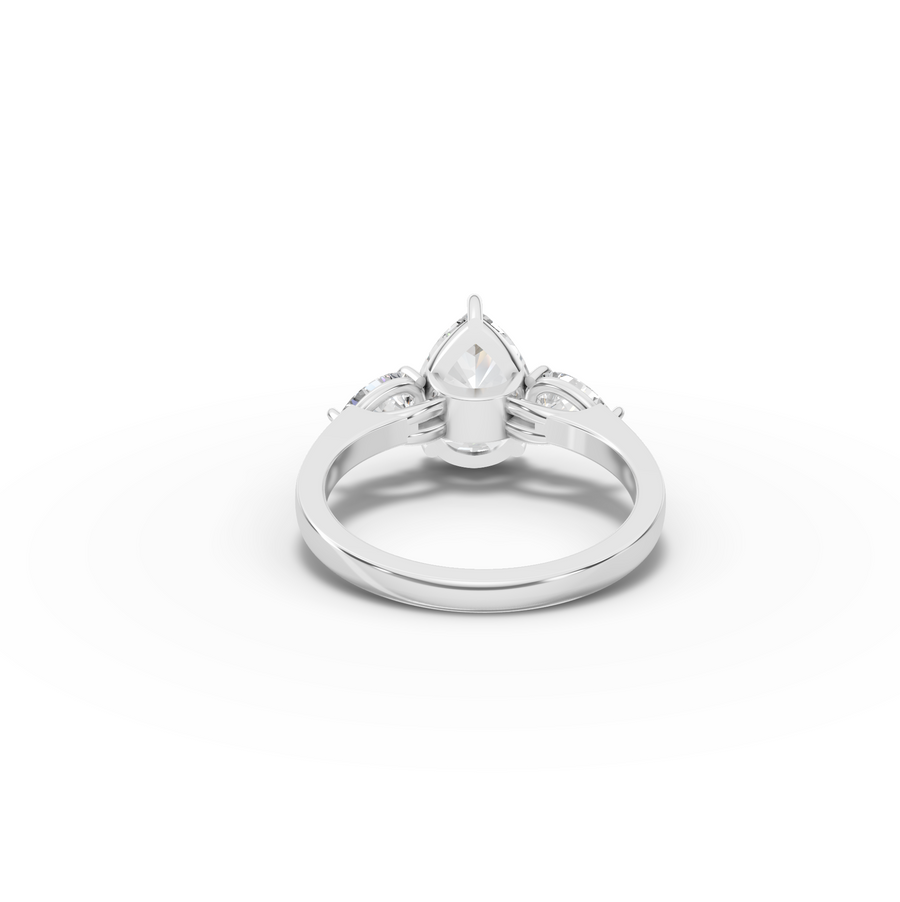 2.62 Ct Pear Shape Three Stone Diamond Engagement Ring