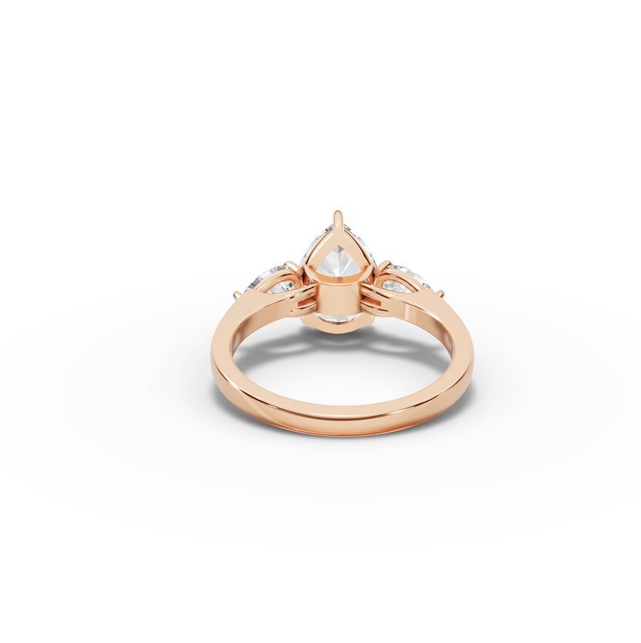 2.62 Ct Pear Shape Three Stone Diamond Engagement Ring