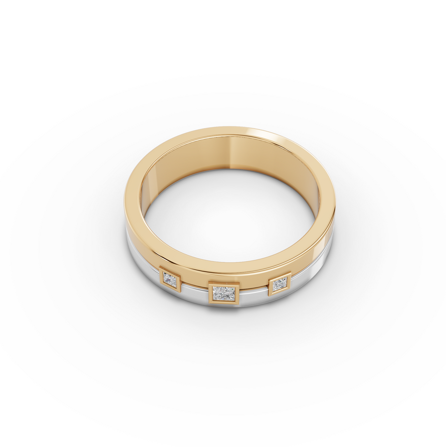 0.092 Ct Two Tone Princess Diamond Band