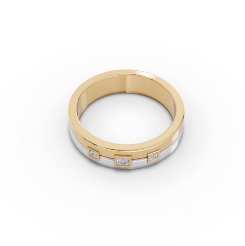 0.092 Ct Two Tone Princess Cut Diamond Wedding Band
