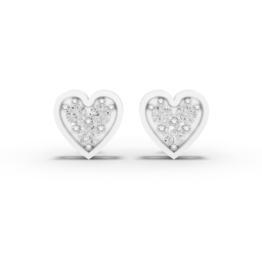 0.67 Ct Heart Shape Cluster Diamond Stud Earrings