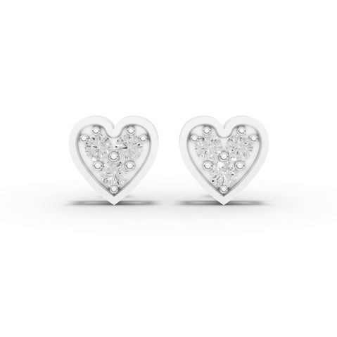 0.67 Ct Heart Shape Cluster Diamond Stud Earrings