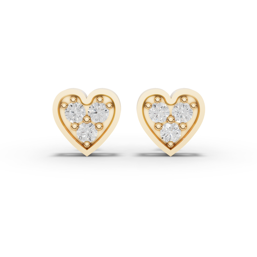 0.67 Ct Heart Shape Cluster Diamond Stud Earrings