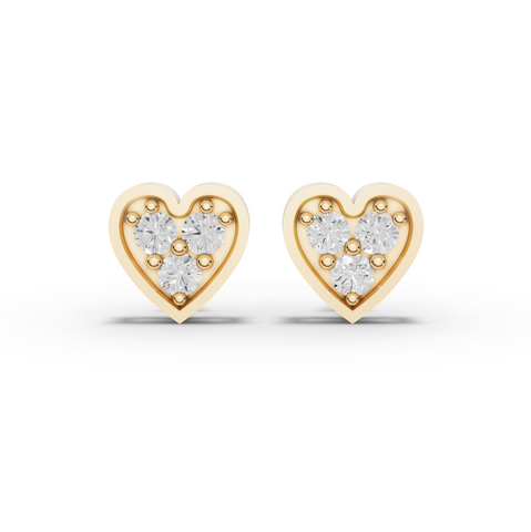 0.67 Ct Heart Shape Cluster Diamond Stud Earrings