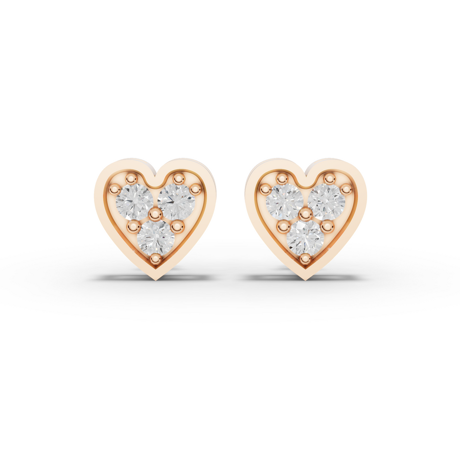 0.67 Ct Heart Shape Cluster Diamond Stud Earrings