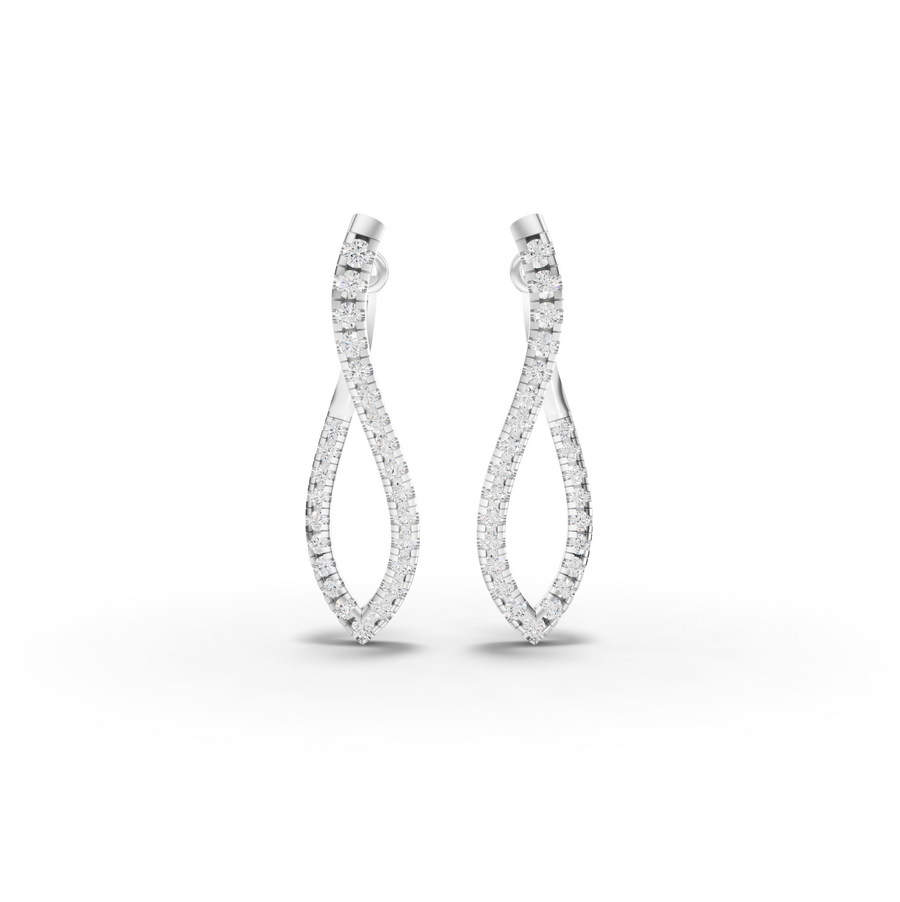 0.68 Ct Twisted Diamond Drop Hoop Earrings