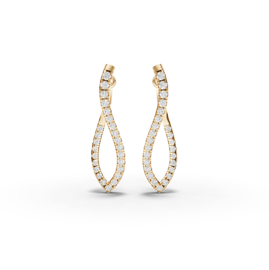 0.68 Ct Twisted Diamond Drop Hoop Earrings