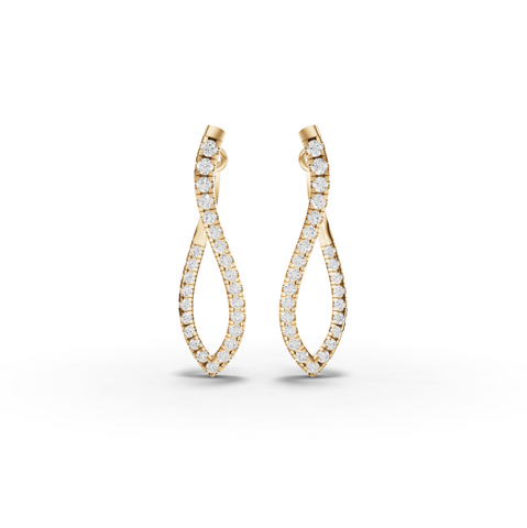 0.68 Ct Twisted Diamond Drop Hoop Earrings