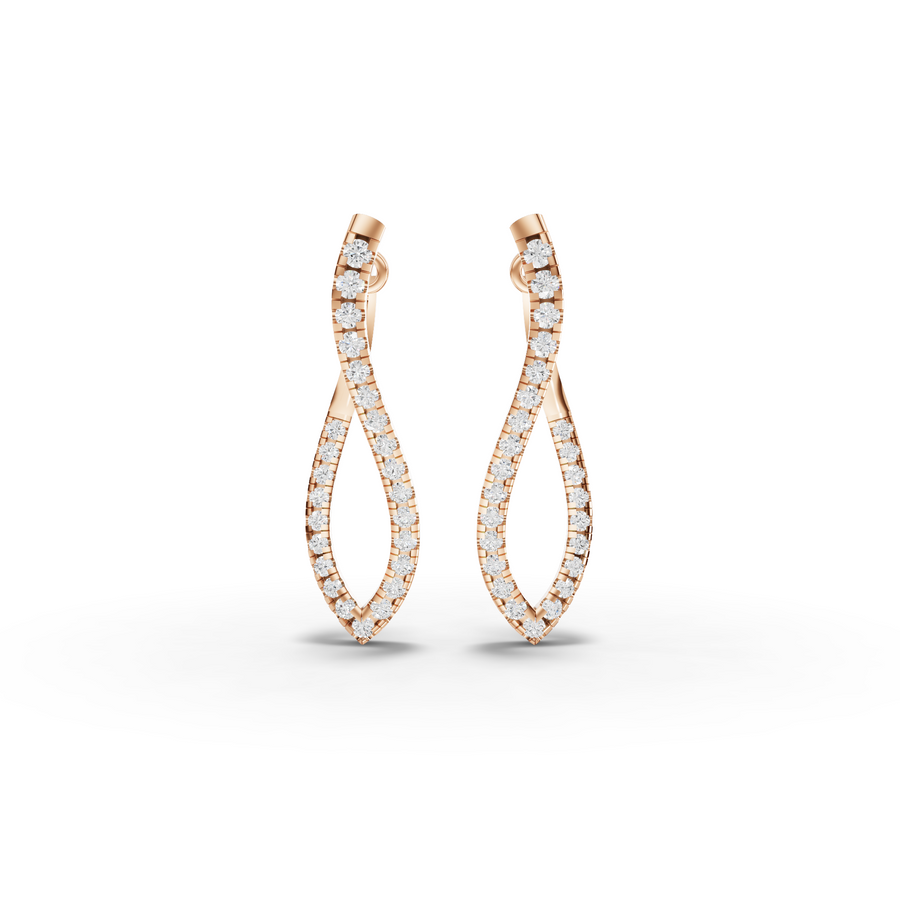 0.68 Ct Twisted Diamond Drop Hoop Earrings