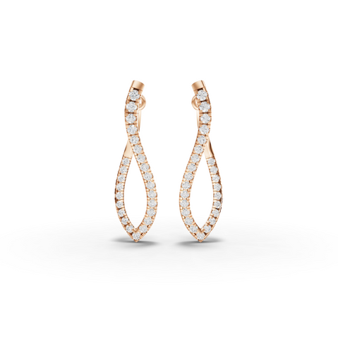 0.68 Ct Twisted Diamond Drop Hoop Earrings