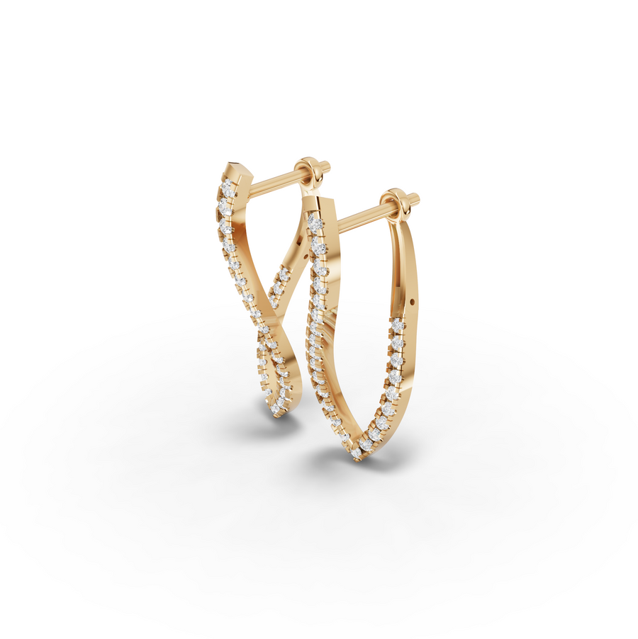 0.68 Ct Twisted Diamond Drop Hoop Earrings