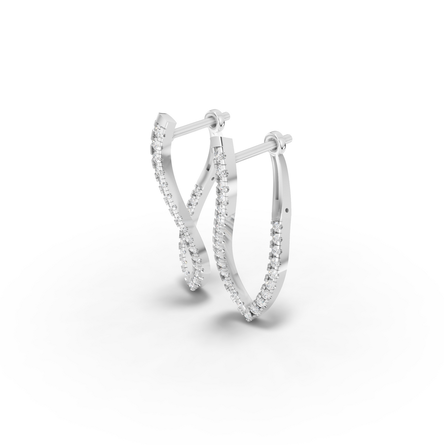 0.68 Ct Twisted Diamond Drop Hoop Earrings