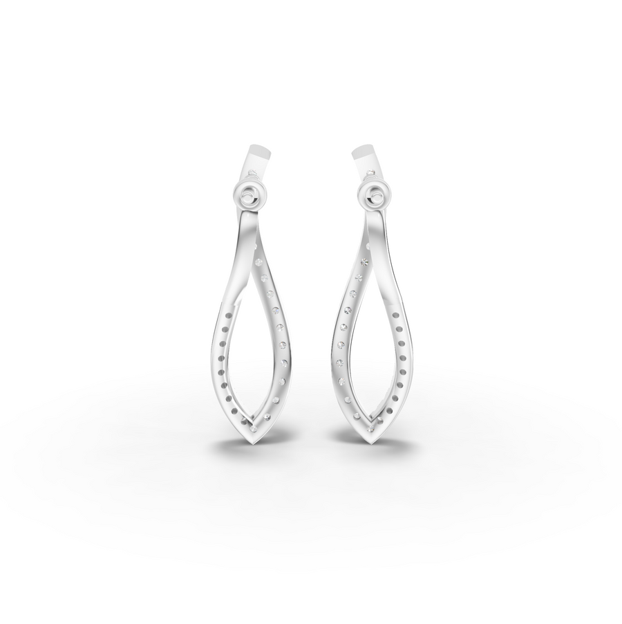0.68 Ct Twisted Diamond Drop Hoop Earrings