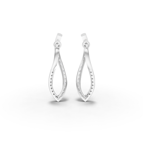 0.68 Ct Twisted Diamond Drop Hoop Earrings