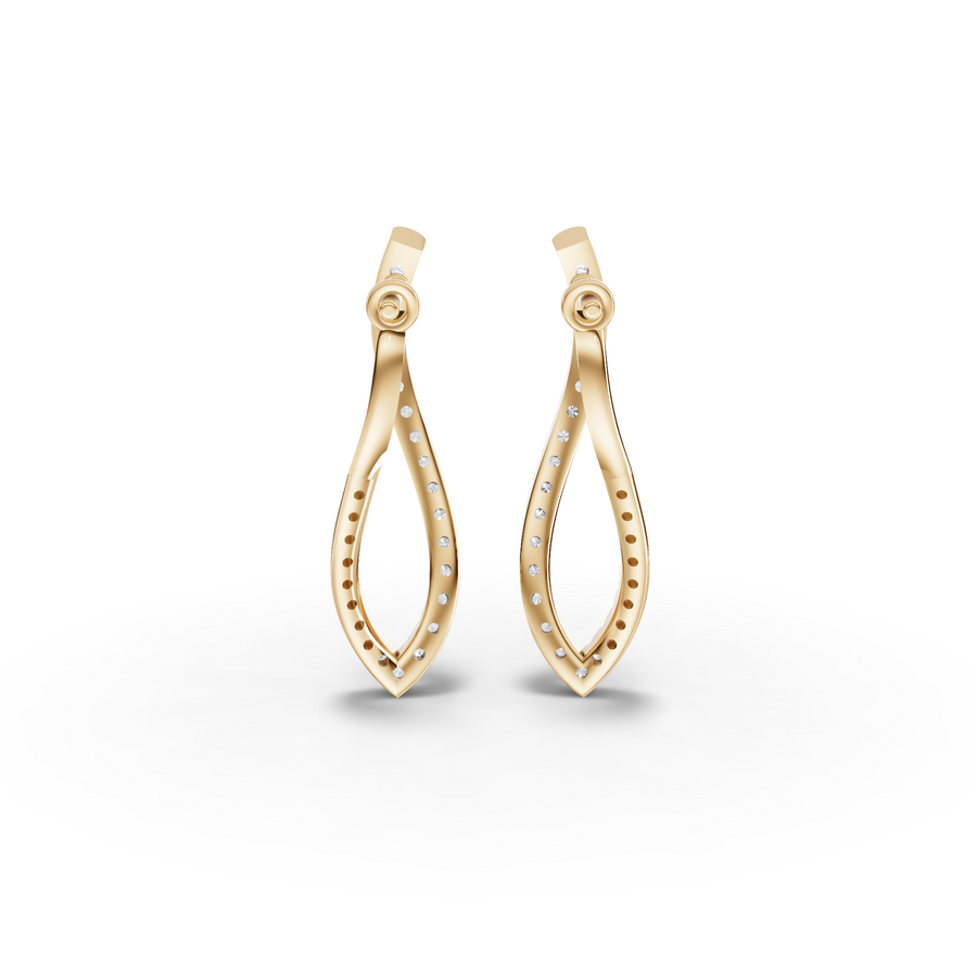 0.68 Ct Twisted Diamond Drop Hoop Earrings