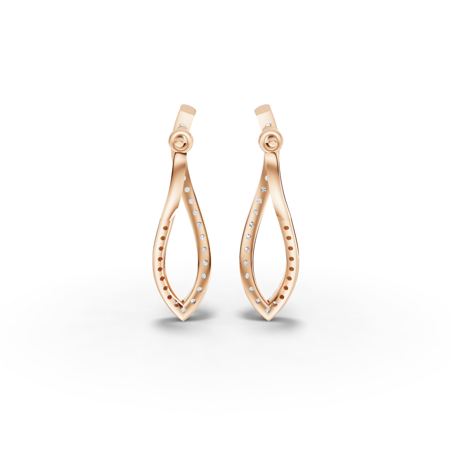 0.68 Ct Twisted Diamond Drop Hoop Earrings