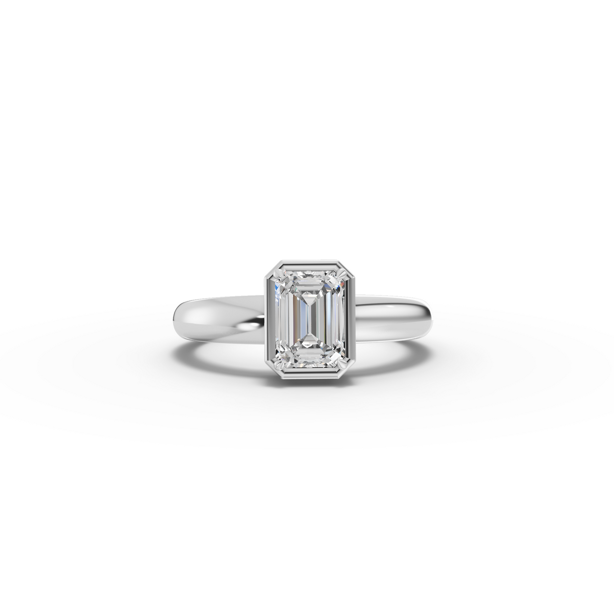 1.00 Ct Emerald Solitaire Bezal Set Ring
