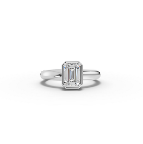 1.00 Ct Emerald Solitaire Bezal Set Ring