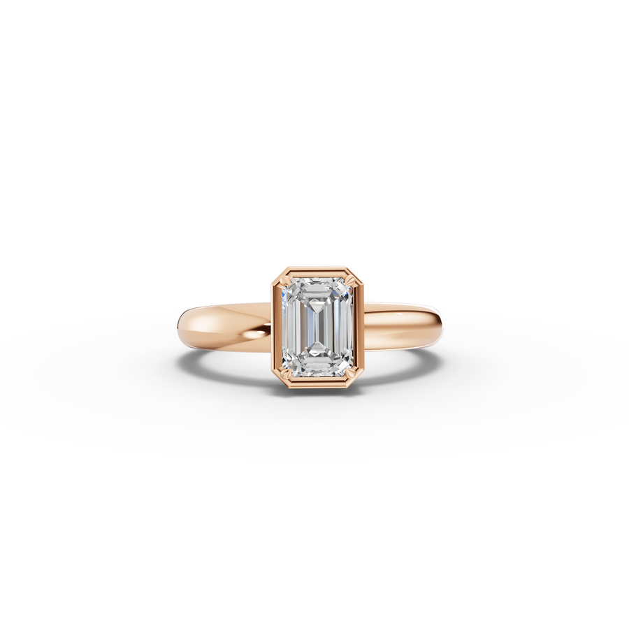 1.00 Ct Emerald Solitaire Bezal Set Ring