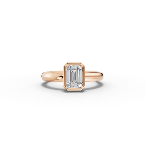 1.00 Ct Emerald Solitaire Bezal Set Ring