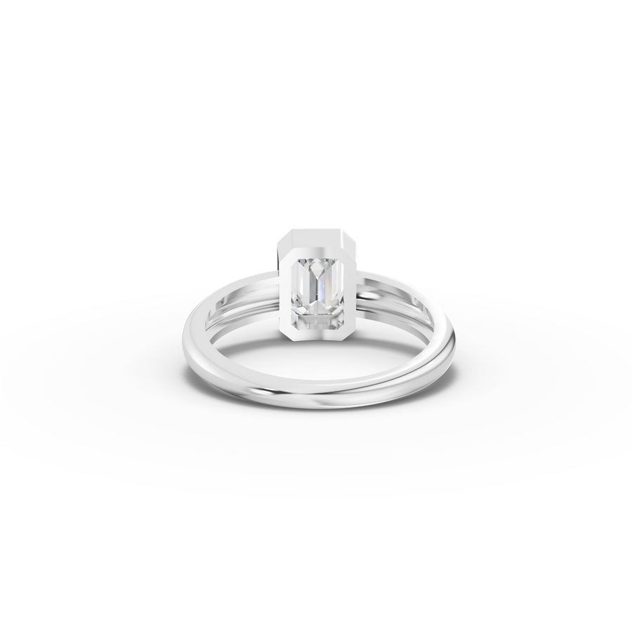 1.00 Ct Emerald Solitaire Bezal Set Ring