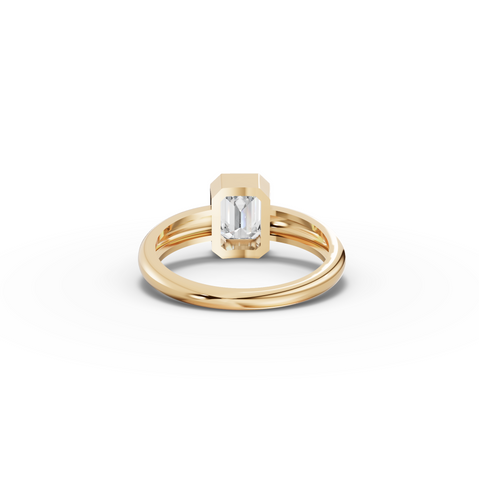 1.00 Ct Emerald Solitaire Bezal Set Ring
