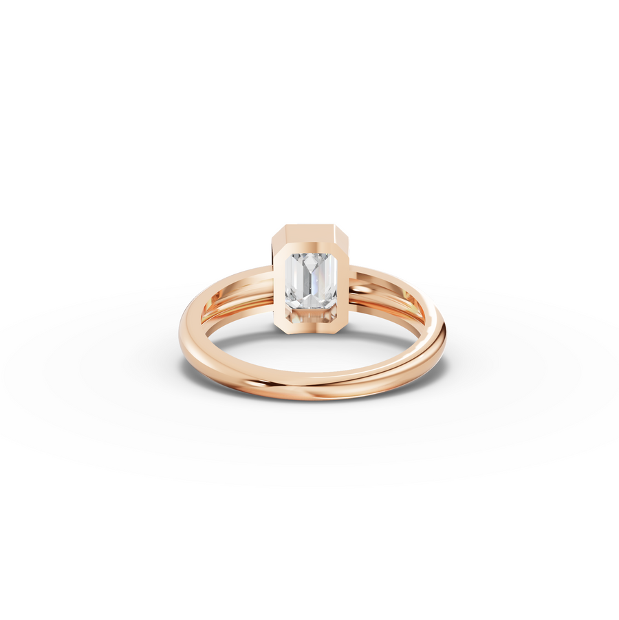 1.00 Ct Emerald Solitaire Bezal Set Ring