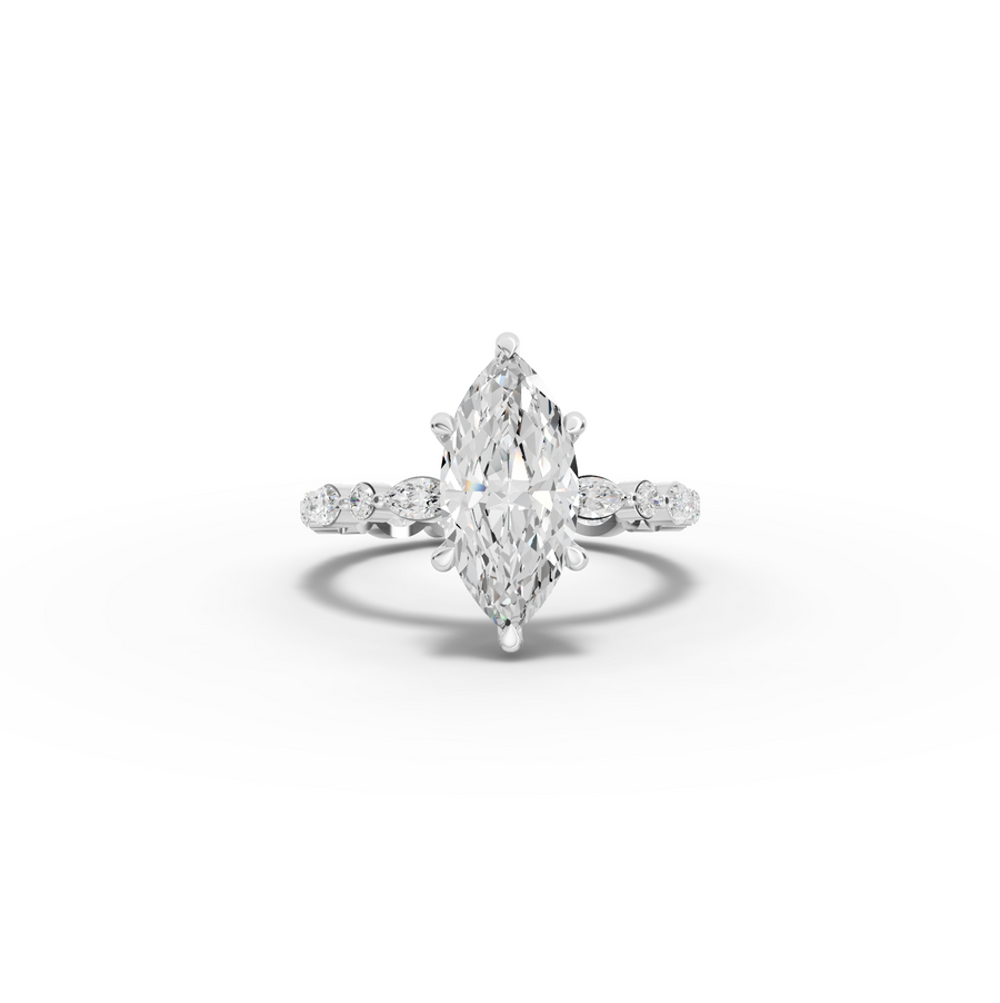 2.64 Ct Marquise With Side Diamond Engagement Ring