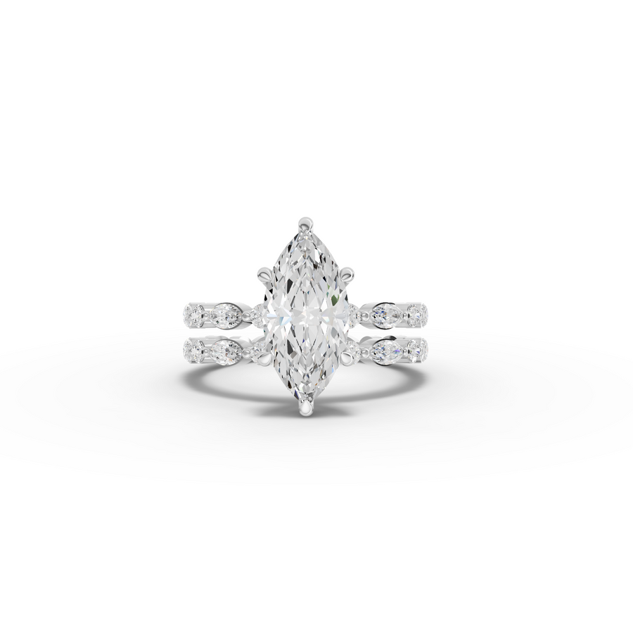 3.40 Ct Double Band Marquise Diamond Ring Set