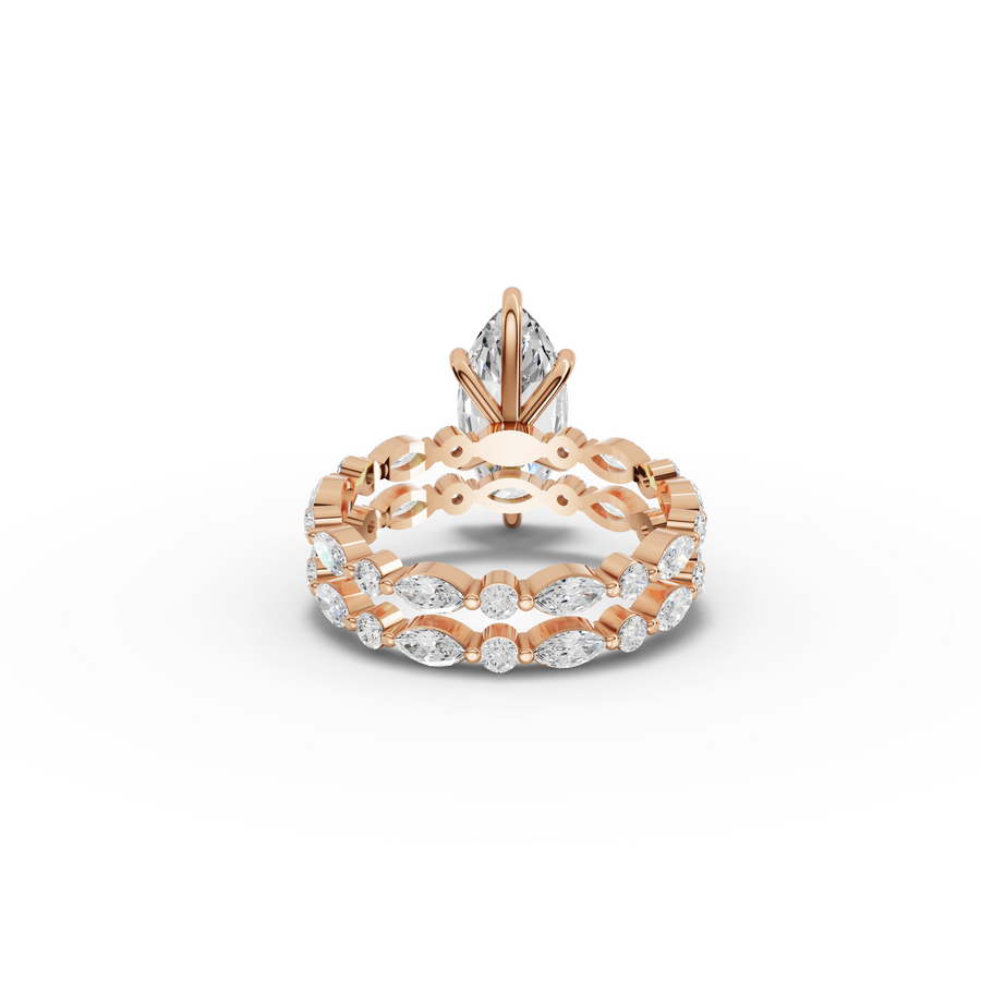 3.40 Ct Double Band Marquise Diamond Ring Set