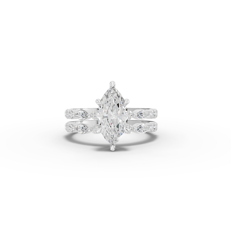 2.23 Ct Double Eternity Band Marquise Ring Set