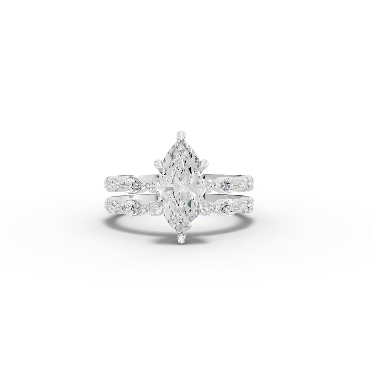 2.23 Ct Double Eternity Band Marquise Ring Set