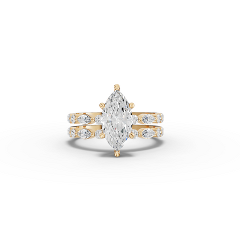 2.23 Ct Double Eternity Band Marquise Ring Set